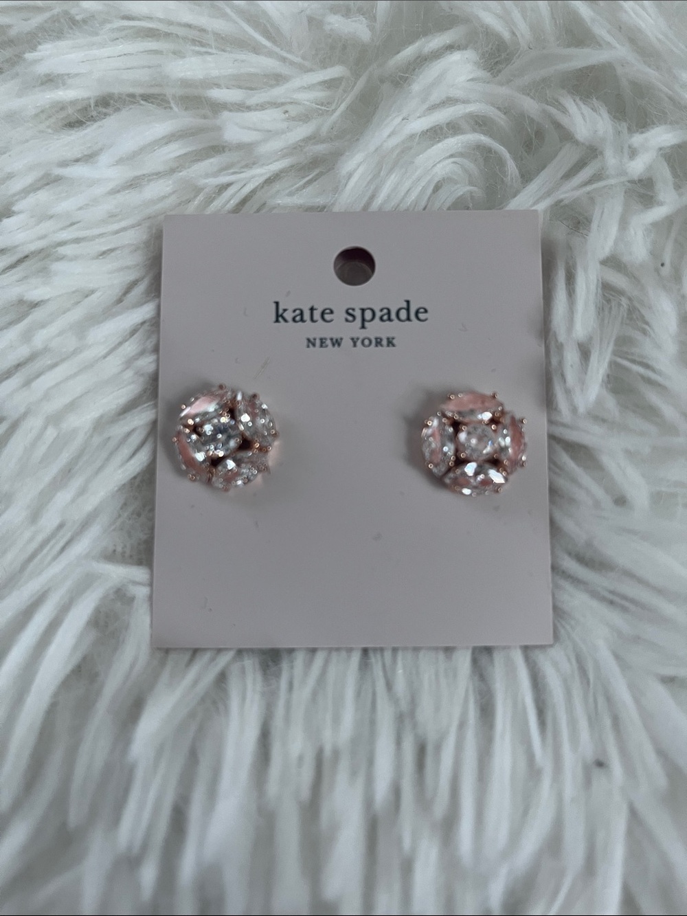 kate spade Rose Gold and Clear Crystal Floral Stud Earrings